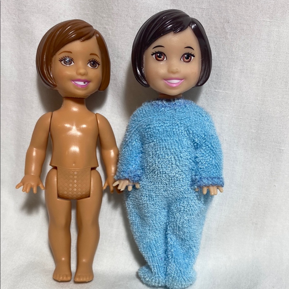 Barbie Kelly Doll Set of 2 Vintage Small Dolls w/ Blue Pajama Outfit